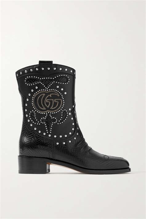 gucci snake sole boots|GUCCI Delma studded embroidered snake.